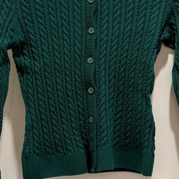 J.Crew Merino Wool Cable-knit Crewneck Cardigan Sweater in Magic Forest XS  NWT - Picture 5 of 6